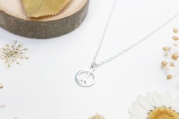 Sterling Silver Peace Sign Necklace, 2 of 6