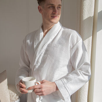 Waffle Style Bathrobe With Star Sign Design, 6 of 12