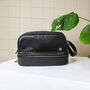 Personalised Large Leather Raleigh Wash Bag Black, thumbnail 1 of 7