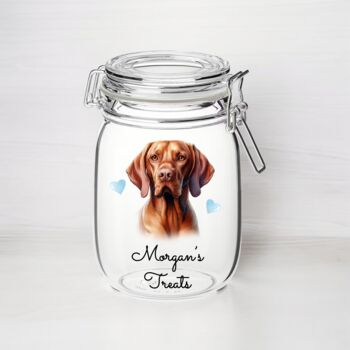 Personalised Vizsla Kilner Style Dog Treat Jar, 2 of 2