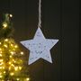 Silver Stars Wooden Star Hanging Christmas Decoration, thumbnail 1 of 2