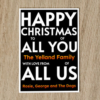 Personalised Family Christmas Card Names And Message, 7 of 8