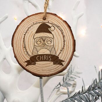 Personalised Natural Pine Wood Christmas Decoration, 5 of 12