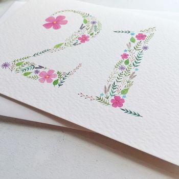 21st Floral Birthday Card, 2 of 2