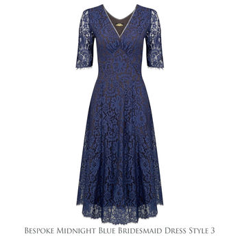 Bespoke Lace Bridesmaid Dresses Midnight Blue, 6 of 9