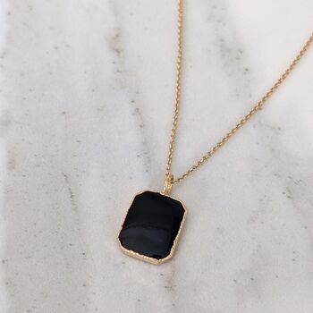 'The Rectangle' Black Tourmaline Gold Plated Necklace, 3 of 7