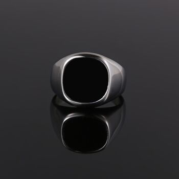 Stainless Steel Silver Signet Ring, Black Onyx Ring For Men, 6 of 10