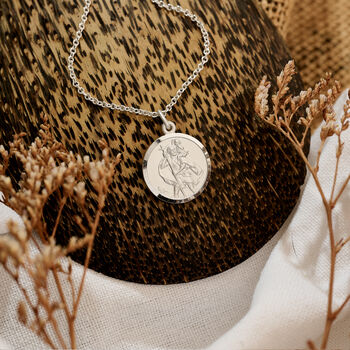 Classic St Christopher Necklace Sterling Silver 18mm, 4 of 9