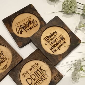 Whiskey Barrel Coasters, Bar Coasters Set Of Two, 3 of 6
