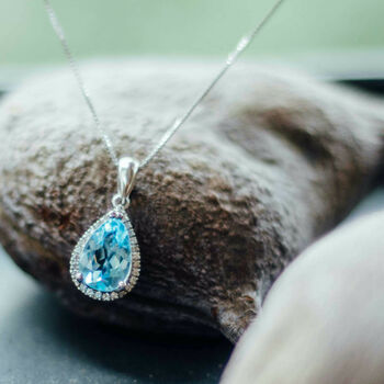 Blue Topaz 925 Sterling Silver Pear Drop Necklace, 4 of 5