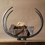 11th Anniversary Gift Steel Log Store 'Long Horn' Design, thumbnail 2 of 12