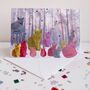 Rainbow British Shorthair Cats In Forest Christmas Card, thumbnail 1 of 3