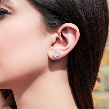 Mesh Heart Sterling Silver Stud Earrings, 3 of 5