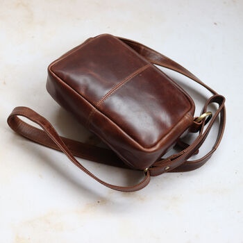 Brown Leather Pocket Crossbody Shoulder Bag, 3 of 5