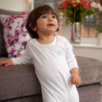Embroidered Initials Organic Cotton Baby Grow Gift, 2 of 3