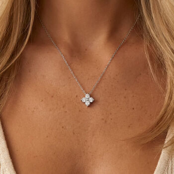 Gold Or Silver Moissanite Flower Necklace, 3 of 5