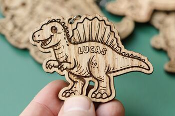 Personalised Wooden Dinosaur Keyrings For Kids’ Party Bags, 10 of 11