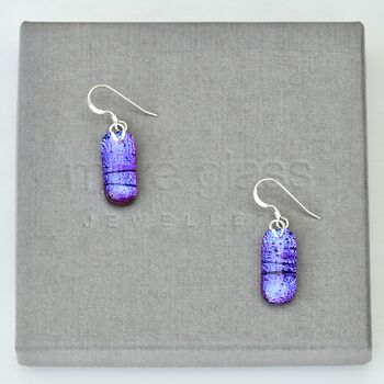 Purple Glass Earrings On Sterling Silver, 8 of 12
