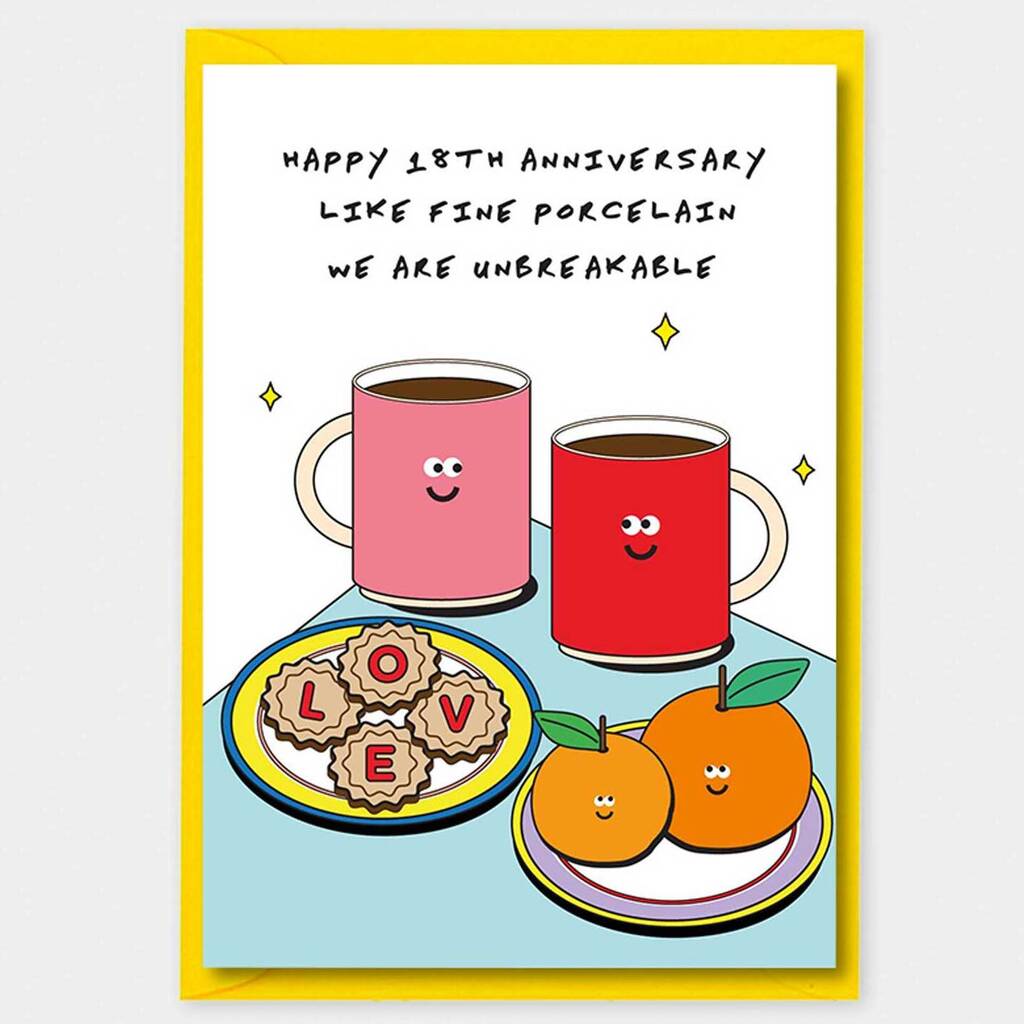 18th Wedding Anniversary Card Porcelain Anniversary By I AM A 