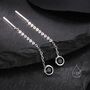 Black Bezel Cz Crystal Threader Earrings, thumbnail 1 of 11