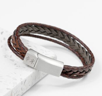 Personalised Men's Leather Rune Design Duo Bracelet, 2 of 8