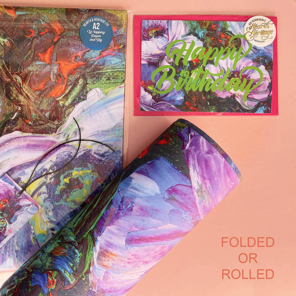 Bright Painted Floral Wrapping Paper Or Gift Wrap Set By Hem Studios