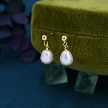 Genuine Fresh Water Pearl Drop Earrings Sterling Silver, 4 of 12