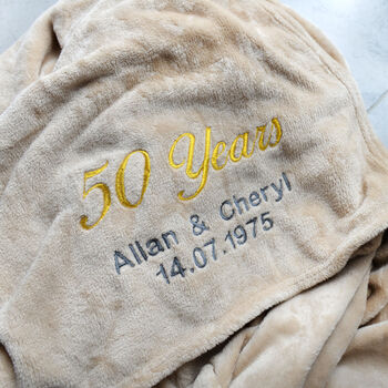Personalised Golden Anniversary 50 Years Married Blanket, 4 of 8