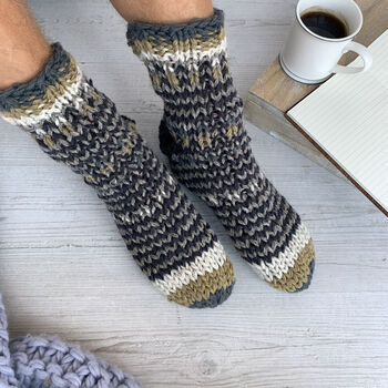 Hand Knitted Men's Wool Sofa Socks, 2 of 3