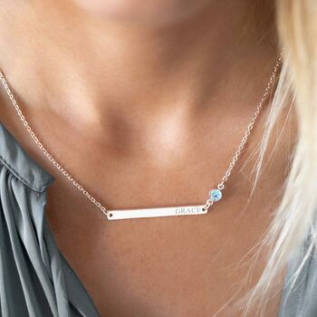 Personalised Birthstone And Bar Name Necklace, 5 of 12