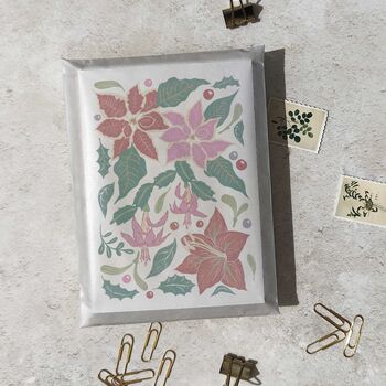 Set Of Eight Botanical Block Print Christmas Cards, 6 of 8