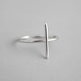 Sterling Silver Minimalist Cross Adjustable Ring, thumbnail 1 of 4