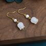 Sterling Silver Carved Jade Lily Of The Valley Earrings With Natural Freshwater Pearls, thumbnail 7 of 12
