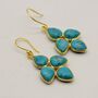 Blue Turquoise Earrings: Silver Or Gold, Floral Dangle Drop, December Birthstone, thumbnail 7 of 10