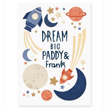 Personalised 'Dream Big Little One' Nursery Print, 3 of 4