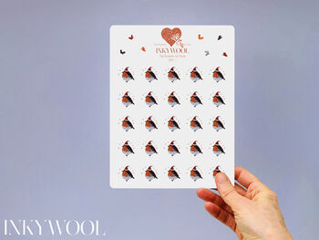 25 Red Snowy Christmas Tree Butterfly Stickers, 5 of 8