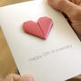 Personalised 12th Silk Anniversary Origami Heart Card, thumbnail 3 of 7