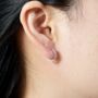 Silver Cz Stone Huggie Hoop Earrings, thumbnail 1 of 7