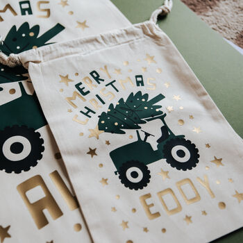 Personalised Tractor Christmas Sack, 8 of 8