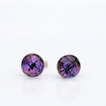 Large Purple Fused Glass Sterling Silver Stud Earrings, 6 of 8