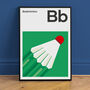Badminton Posters And Prints, Colourful Wall Art, thumbnail 1 of 4