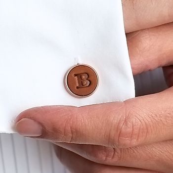 Personalised Leather Cufflinks Anniversary Gift, 7 of 12