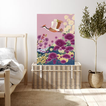 Flying Crane Japanese Art Print, 4 of 5