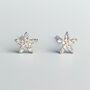 Sterling Silver Sparkly Flower Stud Earrings, thumbnail 1 of 5