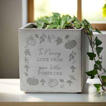 Personalised Pumpkin Concrete Plant Pot, 2 of 4