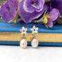 Sterling Silver Mini Flower And Pearl Earrings, thumbnail 6 of 11