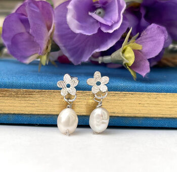 Sterling Silver Mini Flower And Pearl Earrings, 6 of 11
