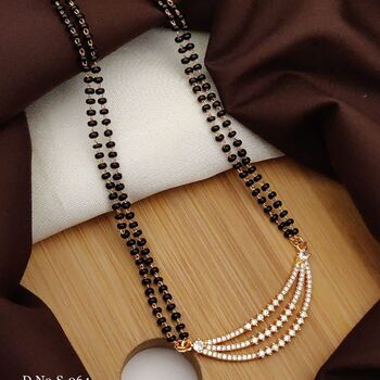 Indian Half Moon Zircon Mangalsutra Beads Necklace, 4 of 6