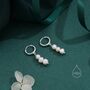 Sterling Silver Genuine Freshwater Pearl Trio Huggie Hoop Earrings, thumbnail 1 of 10