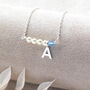 Asymmetric Pearl And Birthstone Initial Necklace, thumbnail 5 of 11